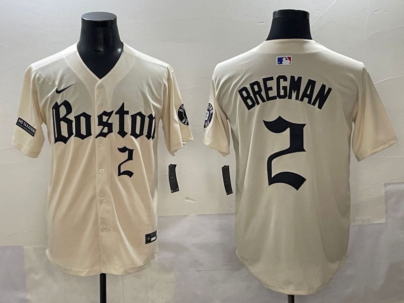 Men 2025 Boston Red Sox #2 Bregman Cream Five generations Joint Name Nike MLB Jersey style 12->boston red sox->MLB Jersey